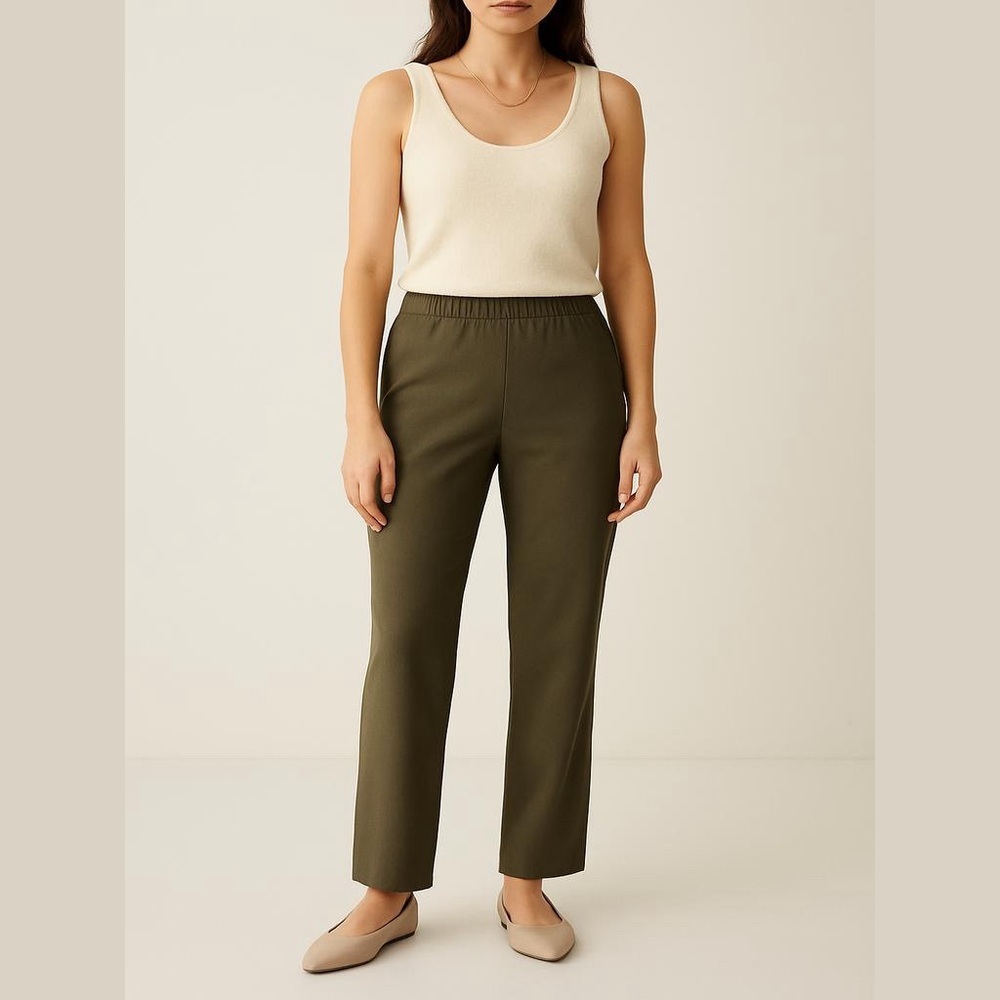 Mizrahi Live! Size 2 Light Olive Green Pull-On Pants Stretch Waist Faux Pockets - Picture 1 of 12